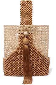 Tan Budd Beaded Wicker Tote Rosantica Boncuklu Cantalar Boncuk Boncuklu Desenler