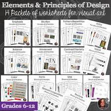 Elements And Principles Of Art Worksheet Bundle Workbook 110 Hand A Space To Create Art