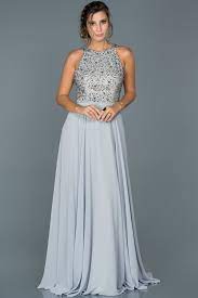 Gri Tas Islemeli Sifon Abiye Abu435 Elbise Modelleri The Dress Elbiseler