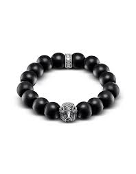 Best Price On The Market At Italist Thomas Sabo Thomas Sabo Power Falcon Sterling Silver Bracelet W Obsidian Matt Beads And Onyx