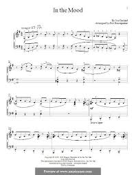 In The Mood Glen Miller By J Garland Glen Miller Piano Sheet Music Mood