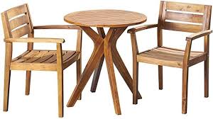 Amazon Com Christopher Knight Home 305029 Addison Outdoor 3 Piece Acacia Wood Bistro Set Teak Finish Garden Outdoo In 2020 Bistro Set 3 Piece Patio Set Acacia Wood