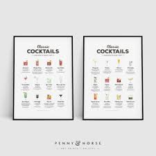 Cocktails The Classics Recipe Print Cocktail Print Etsy Classic Cocktails Cocktail Art Classic Cocktail Recipes