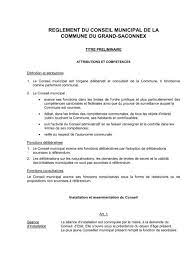 Compte rendu des deliberations du conseil municipal du. Reglement Du Conseil Municipal De La