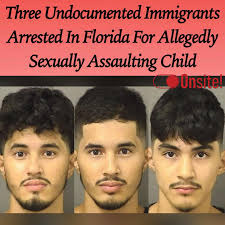 Three undocumented immigrants from Honduras have been arrested in Florida  for allegedly sexually assaulting a child, as reported by the NY Post. The  Palm Beach County Sheriff's Office took Elvin Lopez