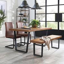 Gorgeous spalted maple dining table island slab wood. Addison 150cm Industrial Oak Dining Table And Bench With 2 Perth Tan Leather Chairs Furniture And Choice
