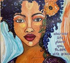 Sylvia "GBaby" Phillips "Bloom With Grace" Newly Framed Black Art