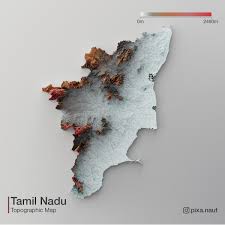 Click any image to enlarge. Topographic 3d Rendered Map Of Tamil Nadu India Mapporn