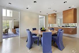 Chair dining room chair kitchen chair wooden chair nikolaistuhl nikolaischule. Dining Room In Luxury Home With Lavender Colored Chairs Stock Photo Picture And Royalty Free Image Image 10292805