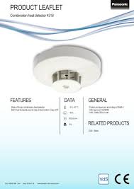 Reduces installation time features an advanced electrochemical carbon monoxide sensor that accurately detects carbon monoxide levels, no matter where the detector is placed in. Combination Heat Detector 4318 Panasonic Eco Solutions Pdf Catalogs Technical Documentation Brochure