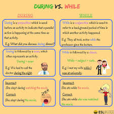 During And While What S The Difference Between During Vs While Eslbuzz Learning English Learn English Words Commonly Confused Words Learn English