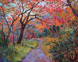 Oil Painting Of Autumn Colors And Greenery In Kyoto Japan Painted By Contemporary Impressio Oil Painting Flowers Fine Art Prints Artists Oil Painting Landscape