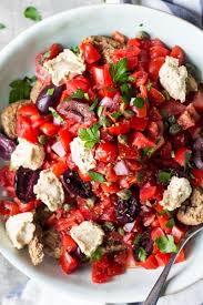 Dakos Salad Lazy Cat Kitchen Recipe Vegetarian Salad Recipes Vegan Salad Bowl Greek Recipes