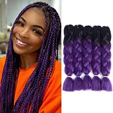 Adding a braid (or lots of braids). Amazon Com Purple Ombre Synthetic Jumbo Braid Hair Extensions 5pcs Lot Ombre Black To Purple Jumbo Box Braiding Hair 2 Tone Ombre Black To Dark Purple Beauty