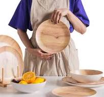 Melamine Dinnerware Set 18Pcs Wood-looking - Dish Dishware Wood Grain  Woodland Plastic Outdoor Plates Bowls Durable Service for 6