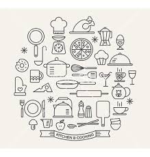 Cooking Foods And Kitchen Outline Icons Set Vector Image On Cuisine Dessin Mini Dessin Dessin Ethnique