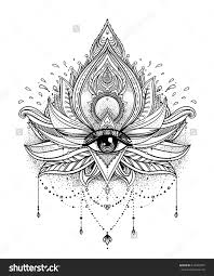 Vector Ornamental Lotus Flower All Seeing Eye Patterned Indian Paisley Hand Third Eye Tattoos Elements Tattoo Evil Eye Tattoo