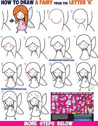 How To Draw A Cute Cartoon Fairy Kawaii Chibi From Letter K Easy Step By Step Drawing Tutorial For Kids How To Draw Step By Step Drawing Tutorials Fairy Drawings