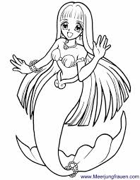 Ausmalbild Malvorlage Aufgerichtete Manga Meerjungfrau Mit Perlenkette