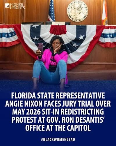 Florida State Rep. Angie Nixon appeared in court this week as she faces  trespassing and resisting charges stemming from a May sit-in protest at the  governor's office following the passage of Florida's