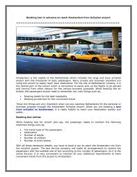 Booking Taxi In Advance To Reach Amsterdam From Schiphol Airport