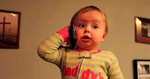Baby Girl Talks On The Phone With Daddy Just Wait Until You Hear What She Has To Say Baby Talk Girl Talk Funny Gif