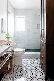 Classic hex for the bathroom floor. Black And White Marble Hexagon Bath Floor Tiles Transitional Bathroom