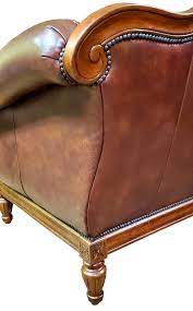 We have been taking good care of it with a leather cleaner. Thomasville Ernest Hemingway Leather Fabric Camel Back Sofa Nailheads Davisqualityfurniture