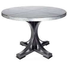 Centerpiece for round glass dining table. Winston Iron Dining Table With 72 In Round Hammered Zinc Top