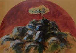 謝里法 山上一棵樹 painting art art forms