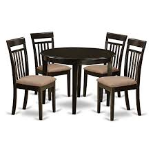 East West Furniture Boca5capc 5piece Kitchen Table And Chairs Set Cappuccino Finish Mo Circular Dining Room Table Table And Chair Sets Kitchen Table Settings