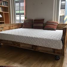 I can still open the closet doors and without a full time resident, we don't need an air conditioner in the window so that isn't a factor the way it was. Industrial Pallet Daybed Queen Size 001 Diy Pallet Bed Pallet Daybed Queen Daybed Frame