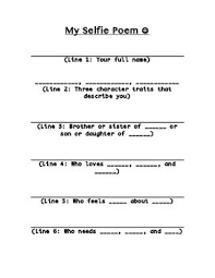 Selfie Poem Teaching Poetry Writing Poetry Poem Template