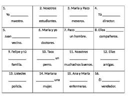 Chart For Conjugation Practice With Ser And People Vocabulary
