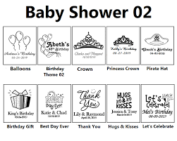 The personal touch on these candle canisters are a bright spot on an miniature bottles of sparkling wine are a sweet way to keep the celebration going even after the baby shower is over. Baby Shower Personalized Stemless Wine Glasses 9 Oz Arc