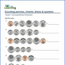 Kindergarten money worksheets focus on understanding the values of the different coins. 1st Grade Counting Money Worksheets By K5 Learning Learn Money Consumer Math