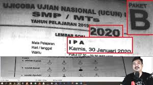 Prediksi Unbk Smp 2020 Ucun Ipa Smp Tahap 1 Paket B Youtube