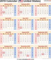 2019 Calendar With Federal Holidays
