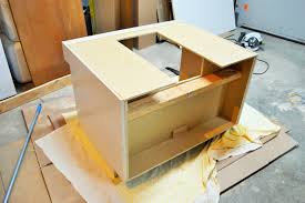 apron sink base before installation