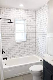 Subway tiles are traditionally white and measure 3 inches by 6 inches. This Outdated Bathroom Gets A Total Overhaul With Fresh White Subway Tile Board And Batten Mold Restroom Remodel Small Bathroom Renovations Bathrooms Remodel