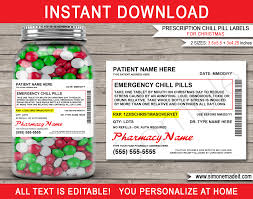 Free printable prescription labels joke. Fake Walgreens Prescription Christmas Chill Pill Labels Template Gag Gift