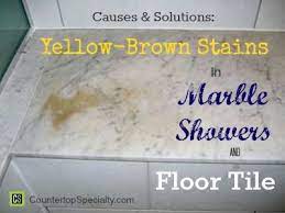 Yellow Brown Stains In Marble Showers Floor Tile Marble Showers Cleaning Marble Cleaning Marble Stains