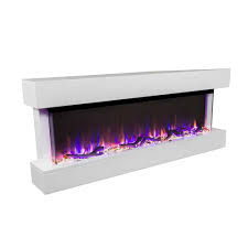 Media console electric fireplace in white Touchstone Modern 50 In Wall Mount Electric Fireplace White 80033