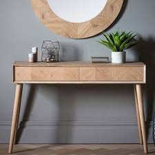 Portobello Oak Console Table With Drawers Modern Console Tables Wooden Console Furniture