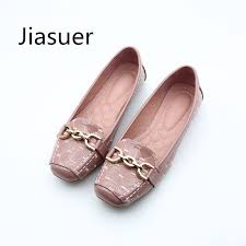 jiasuer spring new fashion women flat shoes patent leather casual metal buckle square toe boat shoes for office ladi in 2021 flat shoes women patent shoes womens flats