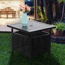 Mf Studio Patio Umbrella Side Table 22 X22 Square Bistro Table For Outdoor Garden Pool With 1 57 Umbrella Hole Walmart Com In 2020 Patio Side Table Patio Umbrella Outdoor Furniture Sets