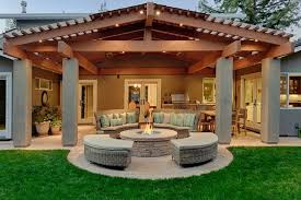 A tropical mix of coral and golden pillows add a color blocking effect to the wicker rocking chairs and complement the southwestern decor. 9 Best Backyard Patio Ideas For Inspirations Deepnot Backyard Covered Patios Backyard Backyard Patio