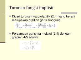 Apr 01, 2015 · pengertian turunan tingkat tinggi turunan dari fungsi f adalah suatu fungsi yang dinamakan turunan pertama dari f, yaitu f′ jika fungsi f′ ini dihitung lagi turunannya dengan aturan atau definisi turunan, maka diperoleh fungsi baru yang dinamakan turunan kedua dari fungsi f , dan ditulis dengan lambang f″. Derivatif Turunan Lanjutan Ppt Download