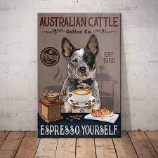 Australian Cattle Dog Coffee Club Canvas Fb2603 67o35 Dog Coffee Dog Canvas Canvas Photo Prints
