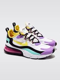 Air Max 270 React In White Dynamic Yellow Black Brt Violet Aurora Green Pink Blast Air Max 270 Air Max Yellow Black